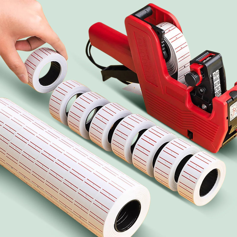 21x12mm thermal price tags showcasing printed output from label printer with clear price details and high-quality resolution